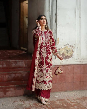 Embroidered Faux Georgette Kurta Sharara Set
