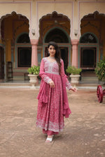Embroidered Faux Georgette Kurti Palazzo Set