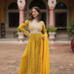 Embroidered Faux Georgette Kurti Palazzo Set