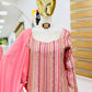 Embroidered Faux Georgette Kurti Palazzo Set With Dupatta