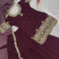 Embroidered Faux Georgette Kurti Palazzo Set With Dupatta