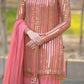 Embroidered Faux Georgette Kurti Palazzo Set With Dupatta