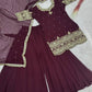 Embroidered Faux Georgette Kurti Palazzo Set With Dupatta