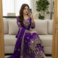 Embroidered Faux Georgette Kurti Palazzo Set With Dupatta