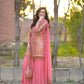 Embroidered Faux Georgette Kurti Palazzo Set With Dupatta