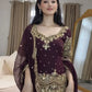 Embroidered Faux Georgette Kurti Palazzo Set With Dupatta