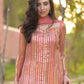 Embroidered Faux Georgette Kurti Palazzo Set With Dupatta