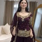 Embroidered Faux Georgette Kurti Palazzo Set With Dupatta