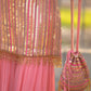 Embroidered Faux Georgette Kurti Palazzo Set With Dupatta