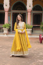 Embroidered Faux Georgette Kurti Palazzo Set