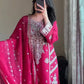 Embroidered Faux Georgette Kurti Plazzo Set