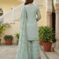 Embroidered Faux Georgette Kurti Sharara Set