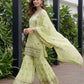 Embroidered Faux Georgette Kurti Sharara Set