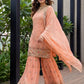 Embroidered Faux Georgette Kurti Sharara Set