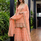 Embroidered Faux Georgette Kurti Sharara Set