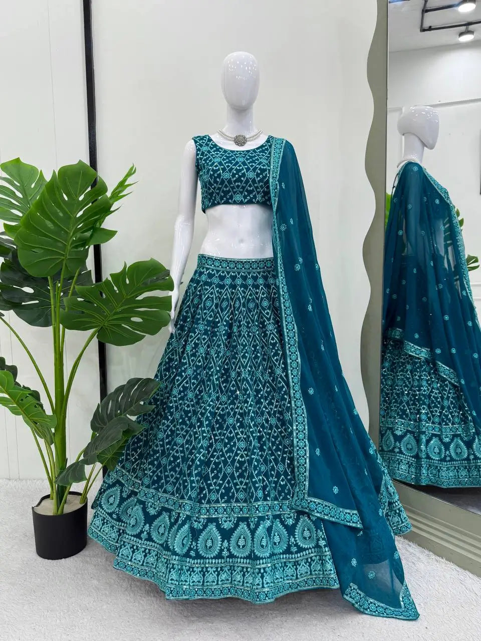 Embroidered Faux Georgette Lehenga Choli Set