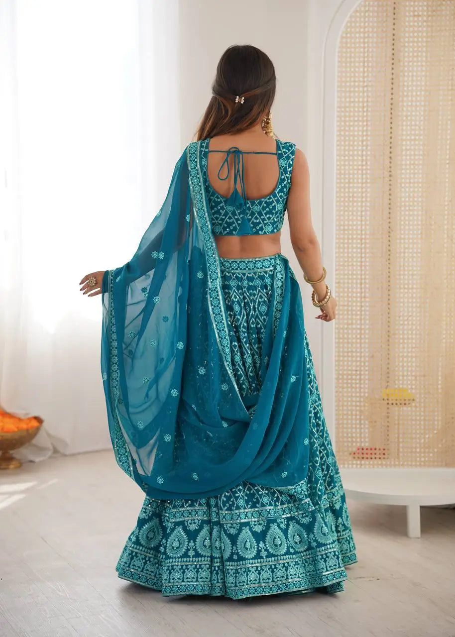 Embroidered Faux Georgette Lehenga Choli Set