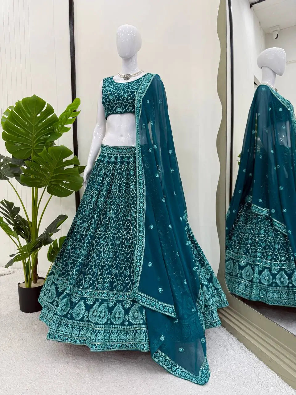 Embroidered Faux Georgette Lehenga Choli Set
