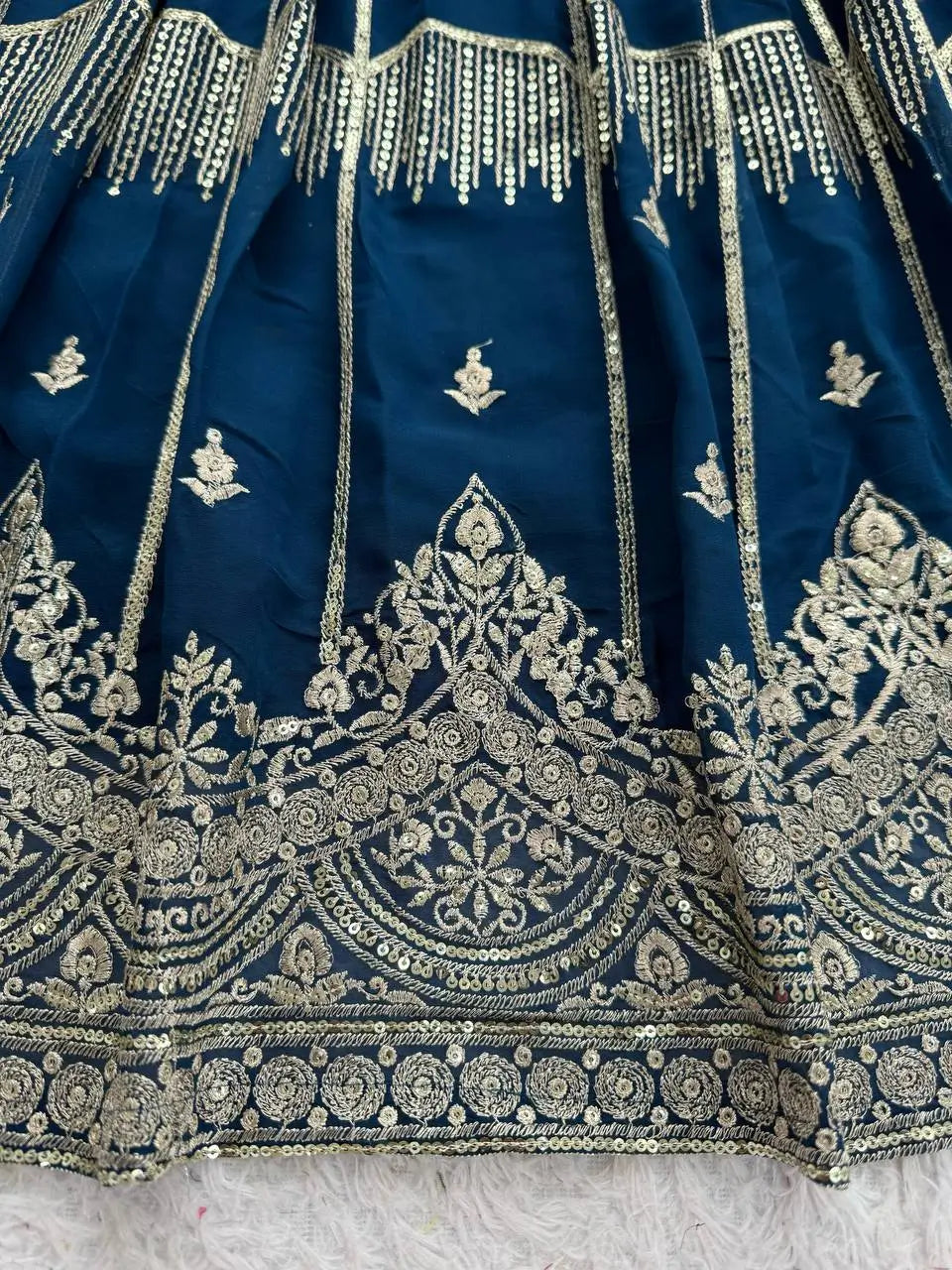 Embroidered Faux Georgette Lehenga Choli Set for Wedding and Festive Occasions