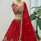 Embroidered Faux Georgette Lehenga Set