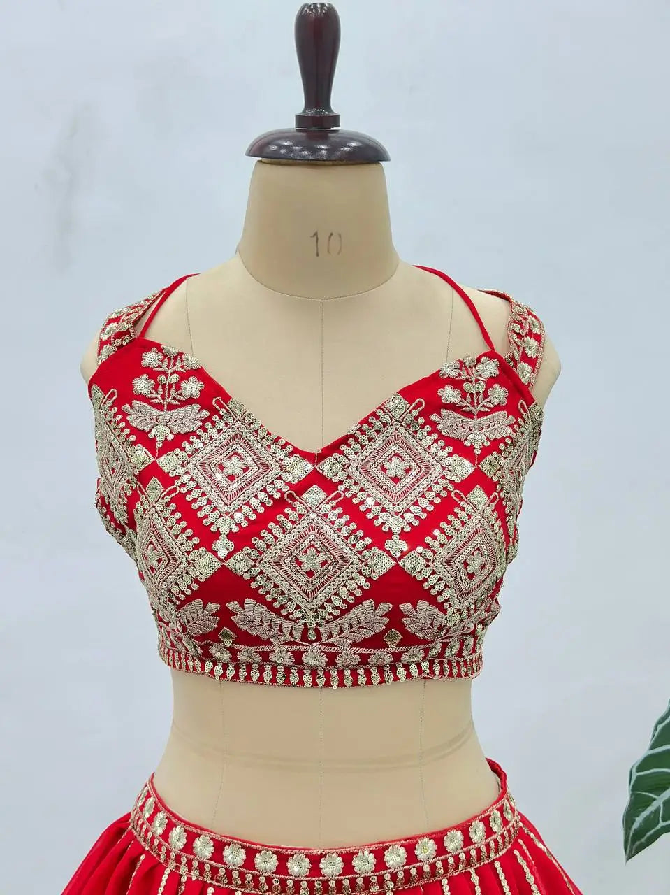 Embroidered Faux Georgette Lehenga Set
