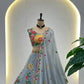 Embroidered Faux Georgette Lehenga Set
