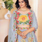 Embroidered Faux Georgette Lehenga Set