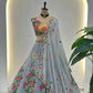 Embroidered Faux Georgette Lehenga Set