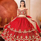 Embroidered Faux Georgette Lehenga Set
