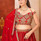 Embroidered Faux Georgette Lehenga Set