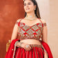 Embroidered Faux Georgette Lehenga Set
