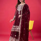 Embroidered Faux Georgette Palazzo Suit Set