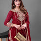 Embroidered Faux Georgette Palazzo Suit Set