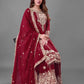 Embroidered Faux Georgette Palazzo Suit Set