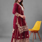 Embroidered Faux Georgette Palazzo Suit Set