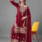 Embroidered Faux Georgette Palazzo Suit Set