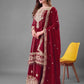 Embroidered Faux Georgette Palazzo Suit Set