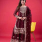 Embroidered Faux Georgette Palazzo Suit Set