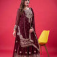 Embroidered Faux Georgette Palazzo Suit Set