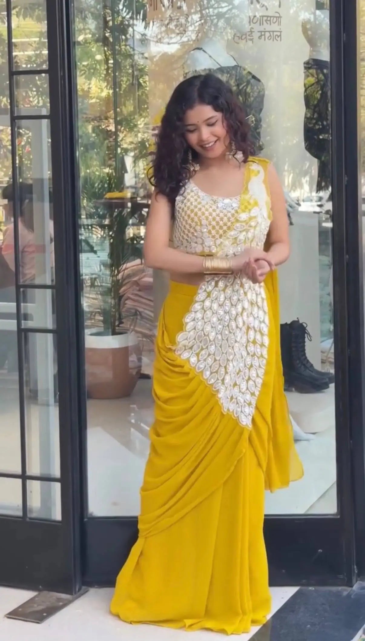 Embroidered Faux Georgette Ready to Wear Saree for Festive and Party Wear