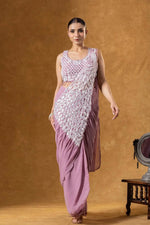 Embroidered Faux Georgette Ready to Wear Saree for Festive and Party Wear