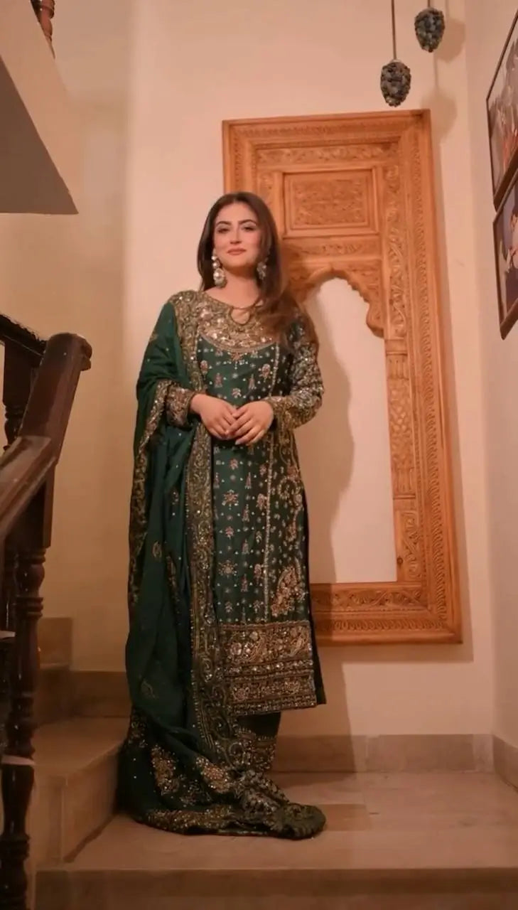 Embroidered Faux Georgette Ready to Wear Suit Set