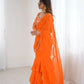 Embroidered Faux Georgette Ruffle Saree