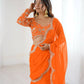 Embroidered Faux Georgette Ruffle Saree