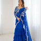 Embroidered Faux Georgette Ruffle Saree