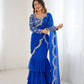 Embroidered Faux Georgette Ruffle Saree