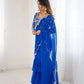 Embroidered Faux Georgette Ruffle Saree