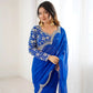 Embroidered Faux Georgette Ruffle Saree