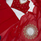 Embroidered Faux Georgette Saree with Mirror and Pearl Work