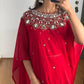 Embroidered Faux Georgette Saree with Mirror and Pearl Work